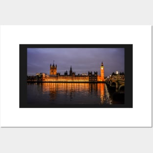 Palace of Westminster at night Posters and Art